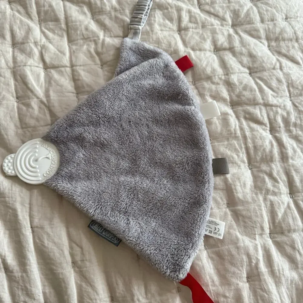 Cheeky Chompers Comfortchew Lovie Lovey Chew Toy Baby Infant Tag Blanket Gray